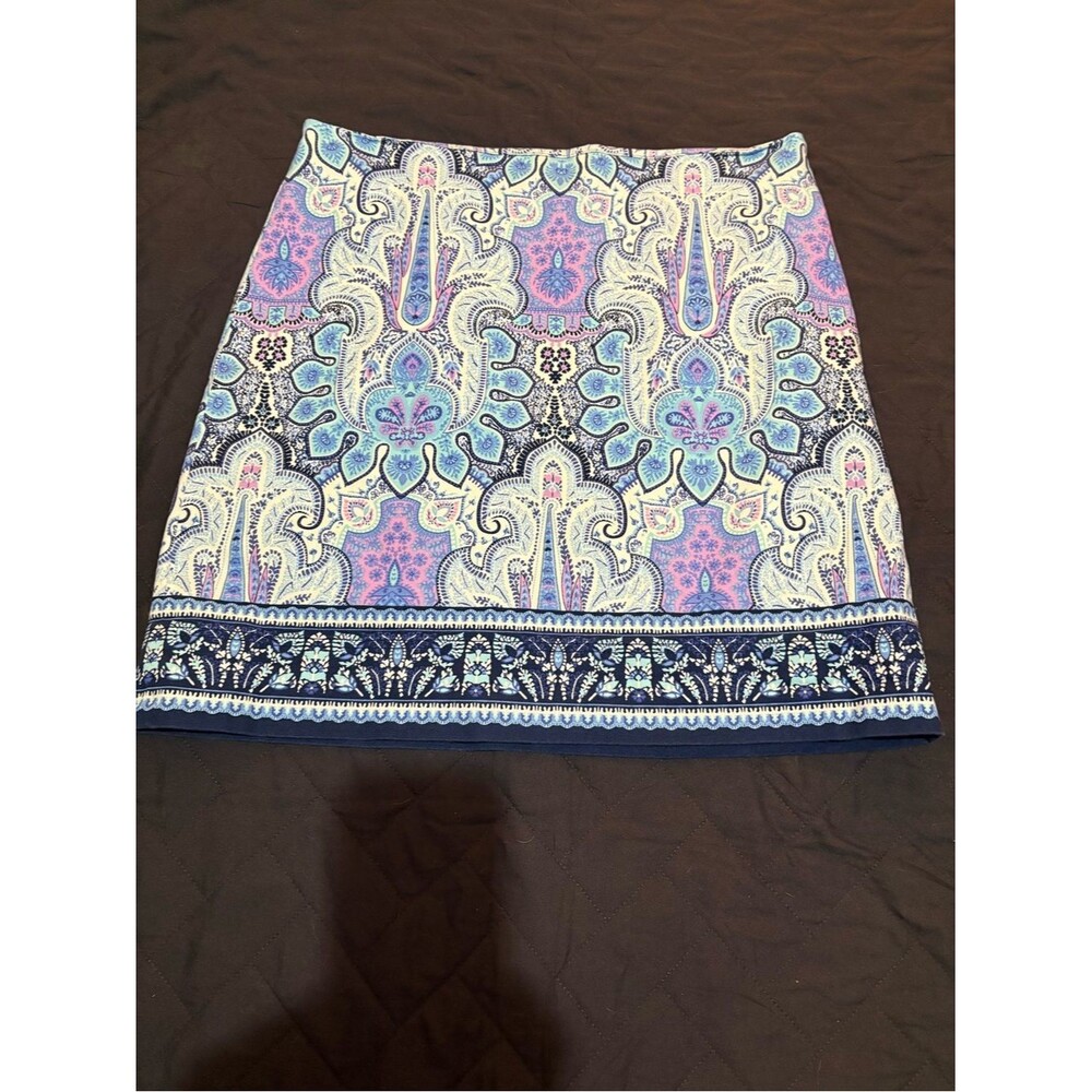 Talbots Paisley Print Mini Skirt in Blue, Pink, Cream #2008
